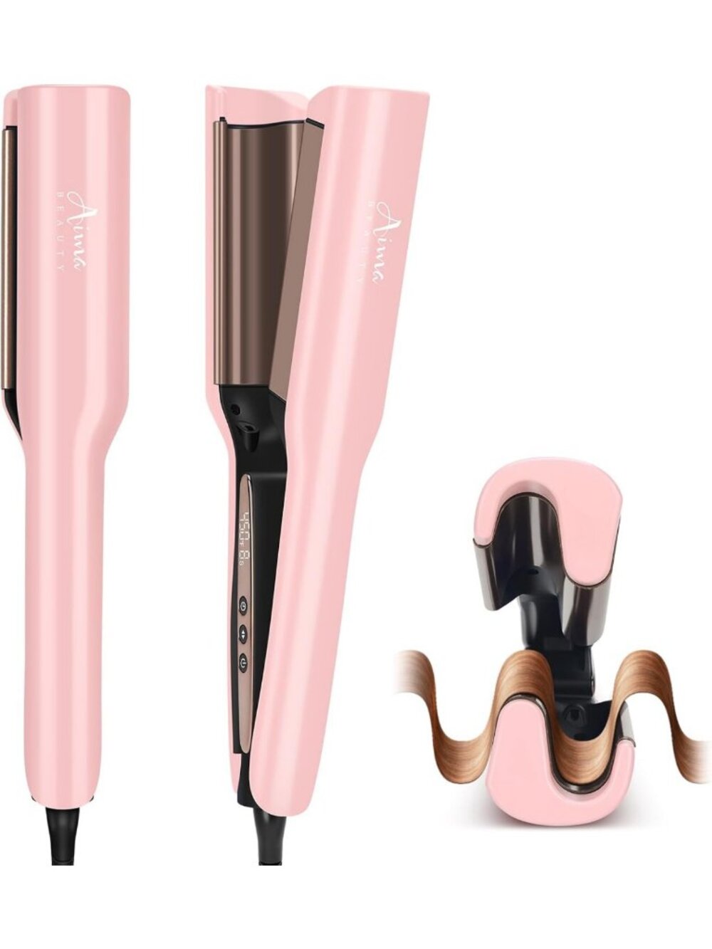 1-Inch Deep Wave Curling Iron for Beachy Waves, Hair Crimper & Waver Tool